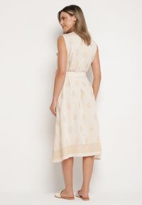 Born2be - Beżowa Wiskozowa Sukienka Koszulowa w Hafty z Paskiem Araverra. Okazja: na co dzień. Kolor: beżowy. Materiał: wiskoza. Wzór: haft. Sezon: wiosna, lato. Typ sukienki: koszulowe. Styl: klasyczny, casual, elegancki #7