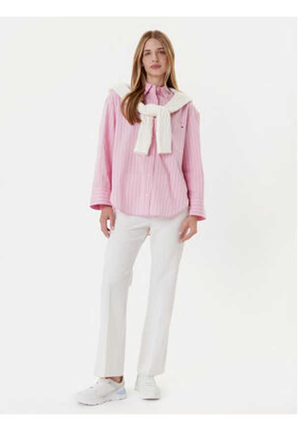 TOMMY HILFIGER - Tommy Hilfiger Koszula New Easy WW0WW45892 Różowy Relaxed Fit. Kolor: różowy. Materiał: bawełna