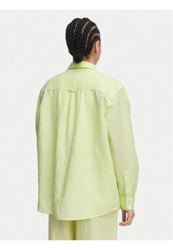Tommy Jeans Koszula DW0DW22209 Zielony jasny Relaxed Fit. Kolor: zielony. Materiał: len