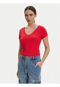 Tommy Jeans T-Shirt DW0DW17385 Czerwony Slim Fit. Kolor: czerwony. Materiał: bawełna #1