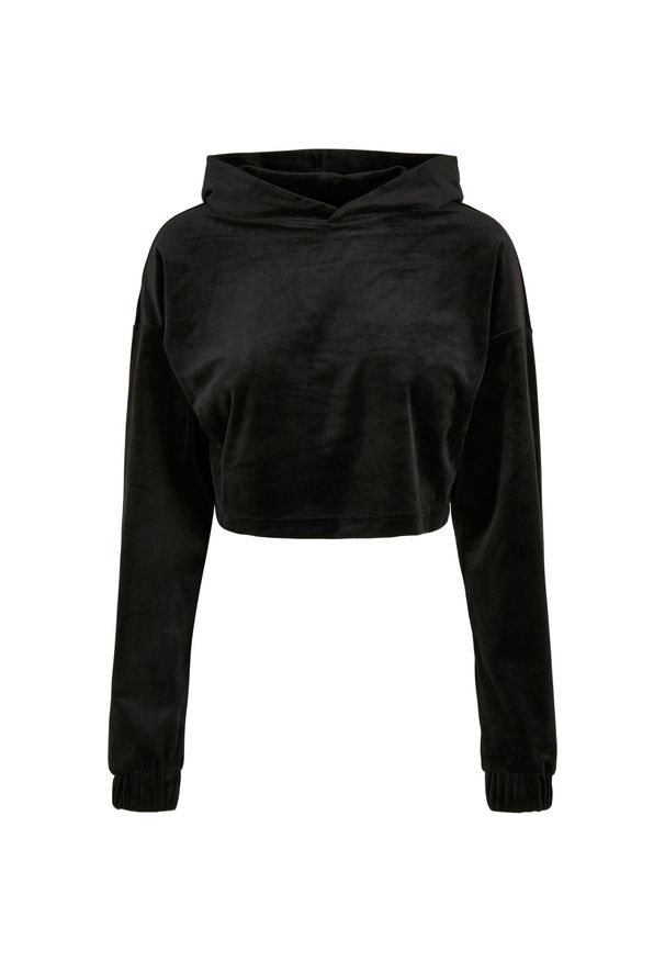 Damska bluza z kapturem Urban Classics cropped aksamitna oversized. Typ kołnierza: kaptur. Kolor: czarny