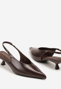 Renee - Brązowe Czółenka Slingback na Obcasie Typu Kaczuszka Latorra. Okazja: na co dzień. Zapięcie: sprzączka. Kolor: brązowy. Wzór: ażurowy. Obcas: na obcasie. Styl: casual, elegancki. Wysokość obcasa: średni #3