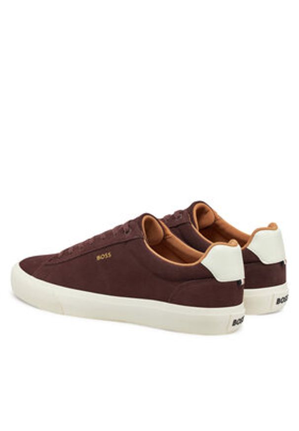 BOSS Sneakersy Aiden 50536521 Bordowy. Kolor: czerwony. Materiał: zamsz, skóra