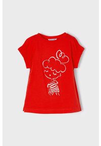 Mayoral T-shirt bawełniany dziecięcy kolor czerwony. Okazja: na co dzień. Kolor: czerwony. Materiał: bawełna. Wzór: nadruk. Styl: casual #3