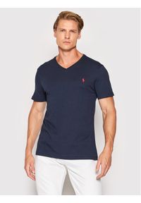 Polo Ralph Lauren T-Shirt 710671453091 Granatowy Custom Slim Fit. Typ kołnierza: polo. Kolor: niebieski. Materiał: bawełna