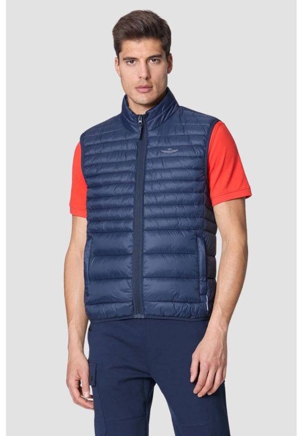 Aeronautica Militare - AERONAUTICA MILITARE Granatowy bezrękawnik Ultralight Quilted Vest. Kolor: niebieski. Długość rękawa: bez rękawów