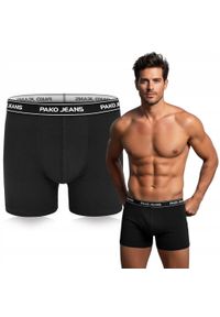 Bawełniane, Klasyczne Bokserki Męskie - Pako Jeans - Czarne. Kolor: czarny. Materiał: elastan, bawełna #2