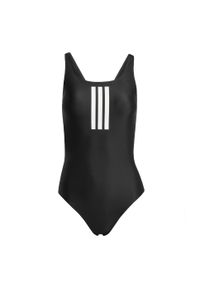 Adidas - Strój do pływania 3-Stripes V-Back. Kolor: biały, wielokolorowy, czarny. Materiał: materiał