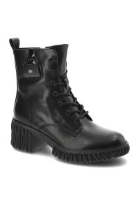 Czarne Botki Artiker Modne Skórzane Buty Na Obcasie. Kolor: czarny. Materiał: skóra. Szerokość cholewki: normalna. Wzór: aplikacja. Obcas: na obcasie. Styl: rockowy, elegancki. Wysokość obcasa: średni