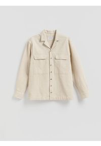 Reserved - Koszula regular z bawełny egipskiej - beżowy. Kolor: beżowy. Materiał: bawełna #1