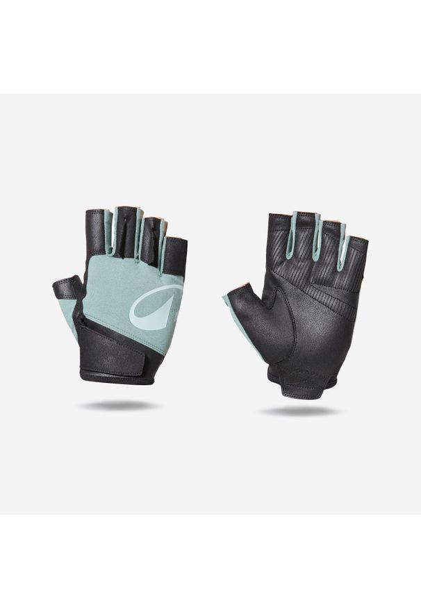 CORENGTH - Rękawiczki do treningu siłowego Domyos. Kolor: czarny, wielokolorowy, zielony. Materiał: zamsz, materiał. Sport: fitness