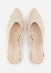 Renee - Beżowe Czółenka VICES Soft Fit Slingback na Lakierowanym Słupku z Elastyczną Cholewką Comfort Coromenis. Zapięcie: sprzączka. Kolor: beżowy. Materiał: lakier. Szerokość cholewki: normalna. Obcas: na słupku. Styl: elegancki #4