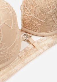 Renee - Beżowy Koronkowy Biustonosz w Klasycznym Stylu z Aplikacją Galinassa. Kolor: beżowy. Materiał: koronka. Wzór: aplikacja #2