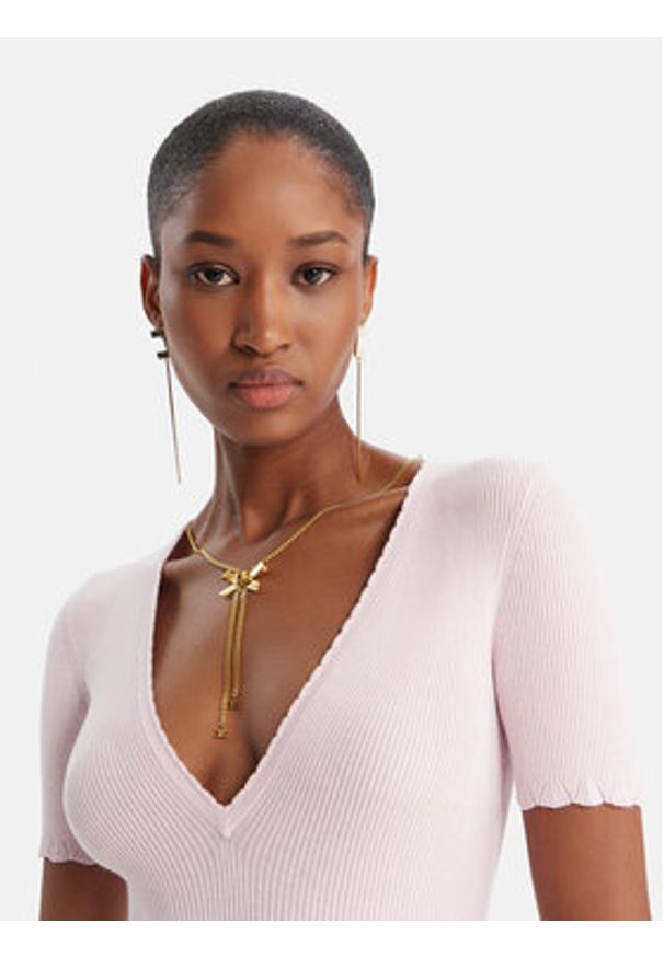 Elisabetta Franchi Sukienka dzianinowa AM-53S-51E2 Różowy Slim Fit. Kolor: różowy. Materiał: wiskoza