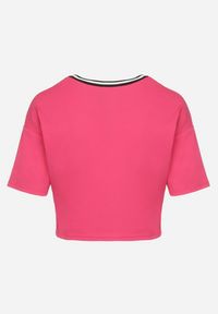 Born2be - Fuksjowy Bawełniany T-shirt z Napisem Nitanelia. Okazja: na co dzień. Kolor: różowy. Materiał: bawełna. Wzór: napisy. Styl: casual #3