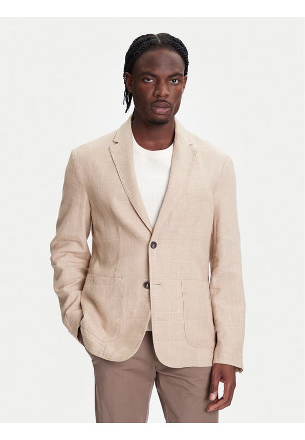 United Colors of Benetton - United Colors Of Benetton Marynarka 23B3UW014 Beżowy Regular Fit. Kolor: beżowy. Materiał: bawełna