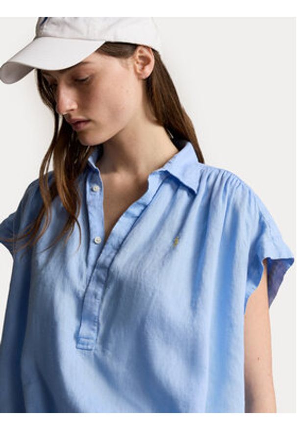 Polo Ralph Lauren Koszula 211935131003 Niebieski Relaxed Fit. Typ kołnierza: polo. Kolor: niebieski. Materiał: len