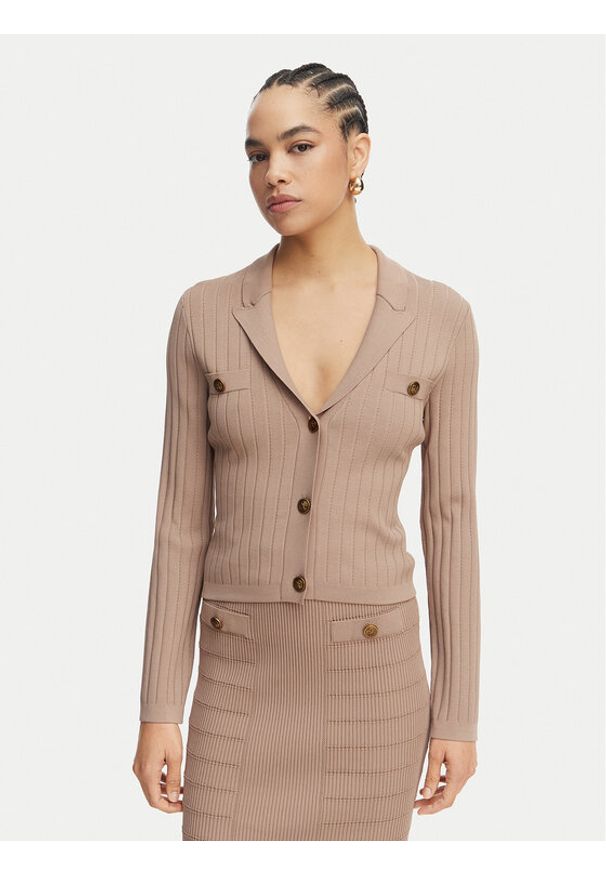 Guess Kardigan W5YR11 Z0130 Beżowy Regular Fit. Kolor: beżowy. Materiał: wiskoza