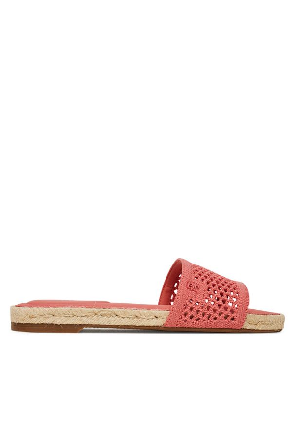 TOMMY HILFIGER - Tommy Hilfiger Espadryle Knit Mesh Espadrille Flat Sandal FW0FW08744 Koralowy. Kolor: pomarańczowy. Materiał: materiał