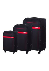 Zestaw walizek miękkich 3w1 Solier STL1316 czarno-czerwony. Kolor: wielokolorowy, czarny, czerwony. Materiał: materiał