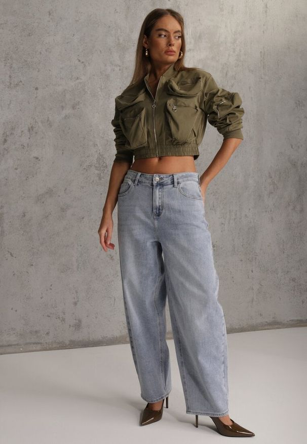 Renee - Niebieskie Jeansy Typu Loose z Bawełną High Waist Maeriala. Okazja: na co dzień. Stan: podwyższony. Kolor: niebieski. Styl: casual