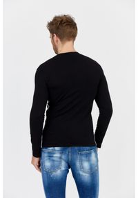 Emporio Armani - EMPORIO ARMANI Czarny longsleeve męski z lampasami. Kolor: czarny. Materiał: prążkowany. Długość rękawa: długi rękaw