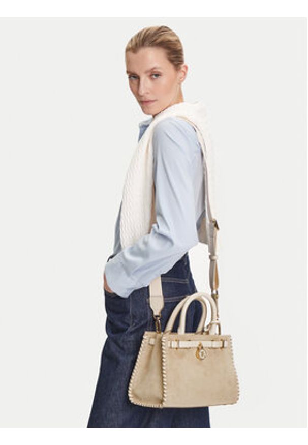 TOMMY HILFIGER - Tommy Hilfiger Torebka American Icon Mini Tote Su AW0AW17469 Beżowy. Kolor: beżowy. Materiał: zamszowe, skórzane