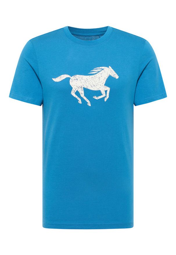 Mustang T-Shirt Austin 1016483 Niebieski Regular Fit. Kolor: niebieski. Materiał: bawełna