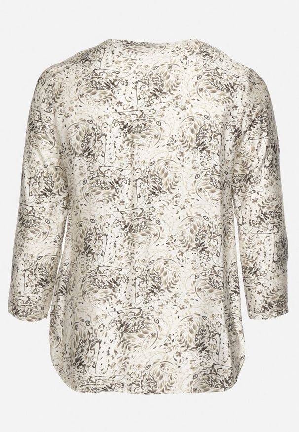 Born2be - Biało-Czarna Bluzka z Wiskozą w Abstrakcyjny Print Silzia. Kolekcja: plus size. Kolor: czarny. Materiał: wiskoza. Wzór: nadruk