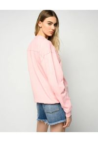 Pinko - PINKO - Różowa bluza z kryształami Nelly 2. Kolor: różowy, wielokolorowy, fioletowy. Materiał: jeans, bawełna. Długość rękawa: długi rękaw. Długość: długie. Wzór: aplikacja. Styl: glamour #3