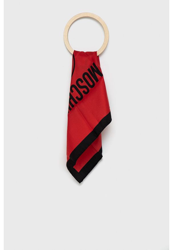 MOSCHINO - Moschino - Apaszka jedwabna. Kolor: czerwony. Materiał: jedwab