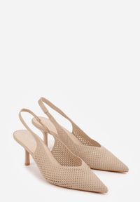 Born2be - Beżowe Ażurowe Sandały na Niskiej Szpilce z Noskiem w Szpic Balnalia. Okazja: na co dzień, na spotkanie biznesowe, na ślub cywilny, do pracy, na wesele. Kolor: beżowy. Wzór: ażurowy. Styl: casual, biznesowy, klasyczny, wizytowy #9