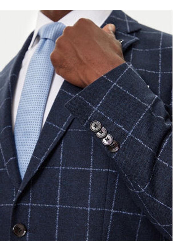 BOSS - Boss Marynarka H-Hutson 50527998 Granatowy Slim Fit. Kolor: niebieski. Materiał: bawełna