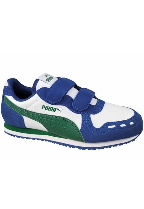 Buty do chodzenia dla dzieci Puma Cabana Racer Sl 20 V Ps. Zapięcie: rzepy. Kolor: biały, wielokolorowy, niebieski. Materiał: guma, materiał, tkanina, syntetyk. Szerokość cholewki: normalna. Sport: turystyka piesza