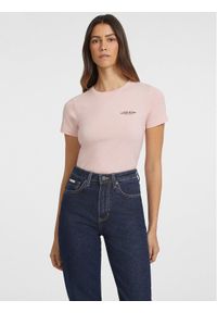 Guess Jeans T-Shirt W4YI02 J1314 Różowy Slim Fit. Kolor: różowy. Materiał: bawełna