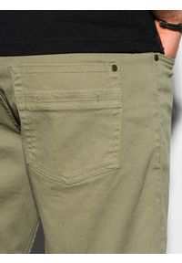 Ombre Clothing - Krótkie spodenki męskie casual W303 - khaki - XXL. Okazja: na co dzień. Kolor: brązowy. Materiał: elastan, bawełna. Długość: krótkie. Styl: casual #3