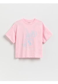 Reserved - T-shirt z nadrukiem - pastelowy róż. Kolor: różowy. Materiał: bawełna. Wzór: nadruk