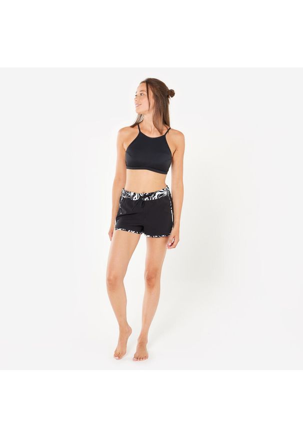 Decathlon - Spodenki surfingowe damskie Olaian Tini Bermeo. Kolor: czarny. Materiał: poliester, materiał. Długość: krótkie