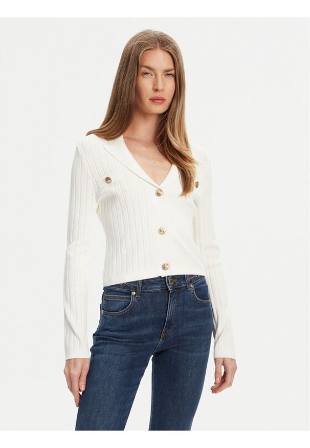 Guess Kardigan W5YR11 Z0130 Biały Regular Fit. Kolor: biały. Materiał: wiskoza