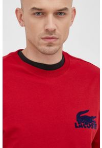 Lacoste bluza SH7477 męska kolor czerwony. Okazja: na co dzień. Kolor: czerwony. Wzór: aplikacja. Styl: casual #2
