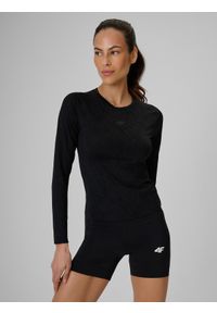 4f - 4F Longsleeve treningowy slim szybkoschnący damski - czarny M. Kolor: czarny. Materiał: materiał, włókno. Długość rękawa: długi rękaw. Sport: fitness #1