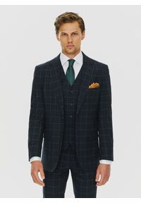 Pako Lorente - PAKO LORENTE – Granatowa kamizelka w kratę Windowpane. Kolor: niebieski. Materiał: wiskoza, poliester, elastan #5