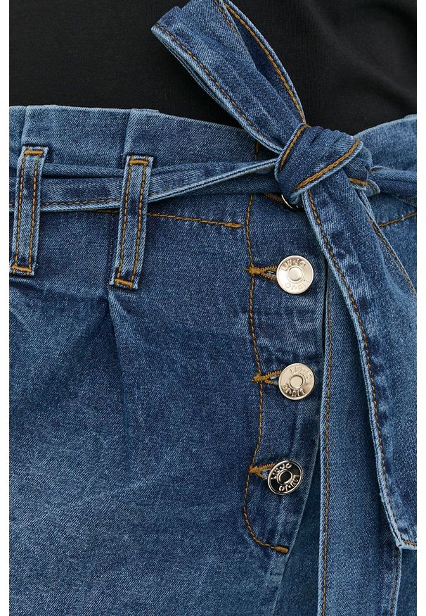 Liu Jo szorty jeansowe damskie gładkie high waist. Stan: podwyższony. Kolor: niebieski. Materiał: jeans. Wzór: gładki