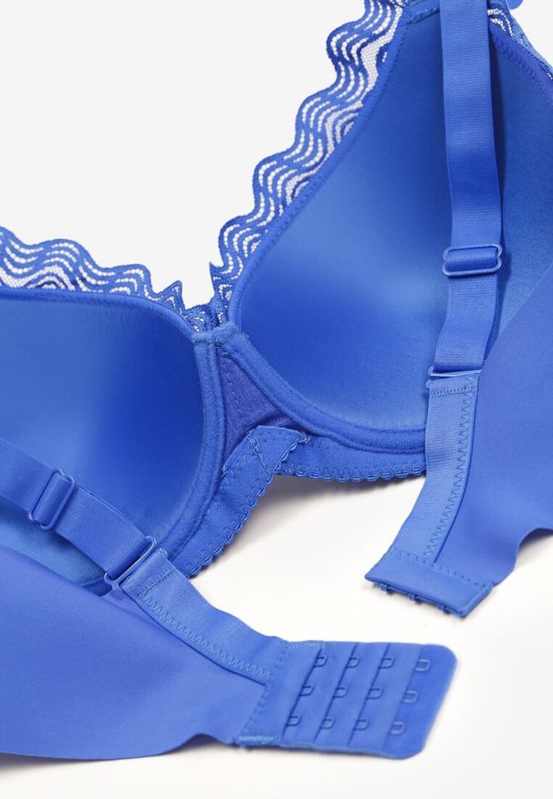 Born2be - Niebieski Biustonosz z Koronką i Regulowanymi Ramiączkami Tinamalli. Kolor: niebieski. Materiał: koronka. Wzór: koronka