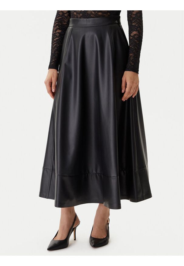 Guess Spódnica z imitacji skóry W5BD71 K8S30 Czarny Regular Fit. Kolor: czarny. Materiał: skóra