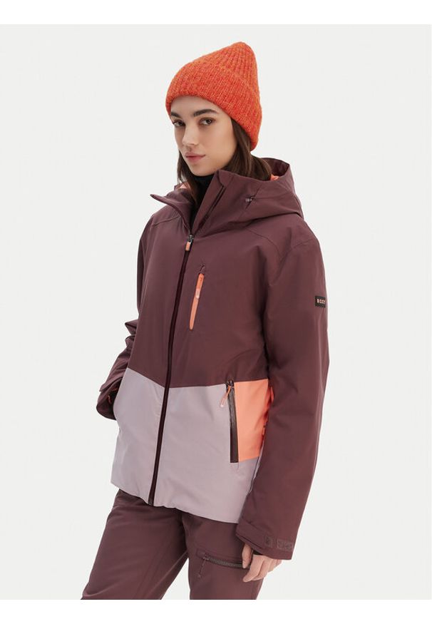 Roxy Kurtka narciarska Stormdash ERJTJ03520 Bordowy Tailored Fit. Kolor: czerwony. Materiał: syntetyk. Sport: narciarstwo