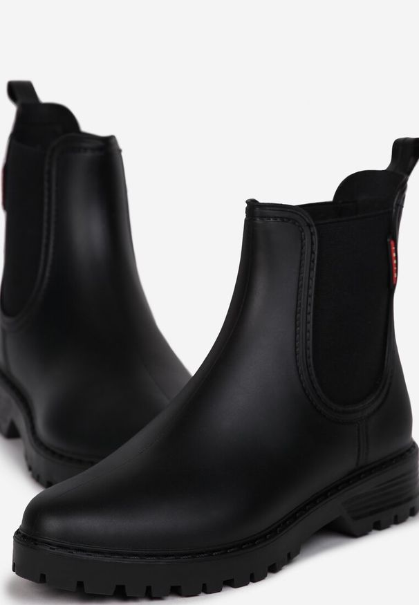 Renee - Czarne Płaskie Kalosze w Stylu Sztybletów Ovli. Okazja: na spacer, na co dzień. Kolor: czarny. Materiał: jeans. Styl: casual, elegancki, klasyczny