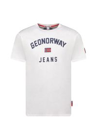 Geographical Norway JASSIER MEN 254, biała koszulka męska (SY1361H/GN-White).. Kolor: biały. Materiał: bawełna. Sport: turystyka piesza #1