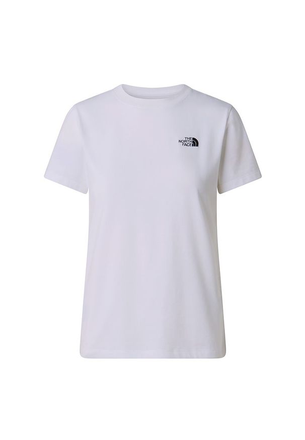 Koszulka damska The North Face Evolution Simple Dome 0A8FX7FN41 - biała. Kolor: biały. Materiał: poliester, bawełna. Długość rękawa: krótki rękaw. Długość: krótkie. Wzór: nadruk