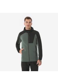 quechua - Polar turystyczny męski Quechua MH500 zamek. Kolor: czarny, zielony, wielokolorowy. Materiał: polar. Sport: turystyka piesza